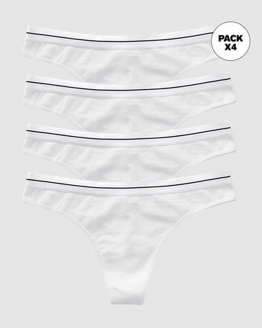 Paquete x 4 brasileras en algodón con elástico suave en cintura#color_000-blanco