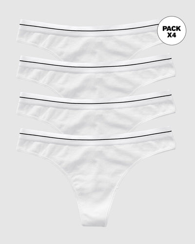 Paquete x 4 brasileras en algodón con elástico suave en cintura#color_000-blanco