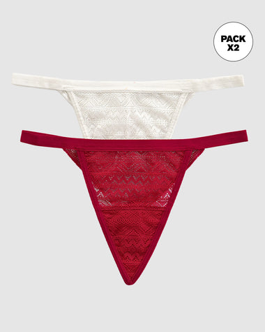 Paquete x 2 brasileras tiro medio en encaje delicado y suave con tu piel#color_s06-rojo-vino