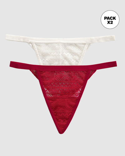 Paquete x 2 brasileras tiro medio en encaje delicado y suave con tu piel#color_s06-rojo-vino