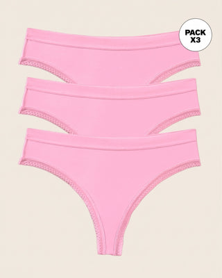 Paquete x 3 panties brasilera Liso + Encaje#color_379-rosado-claro