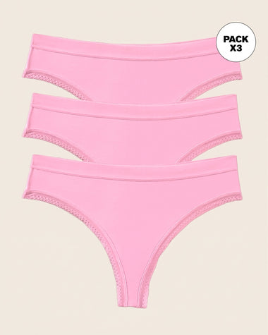 Paquete x 3 panties brasilera Liso + Encaje#color_379-rosado-claro
