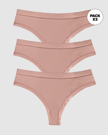 Paquete x 3 panties brasilera Liso + Encaje#color_a22-palo-de-rosa