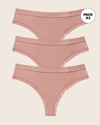 Paquete x 3 panties brasilera Liso + Encaje#color_a22-palo-de-rosa