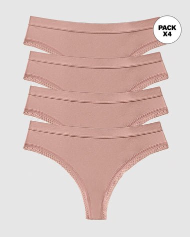Paquete x 4 panties brasilera Liso + Encaje#color_a22-palo-de-rosa