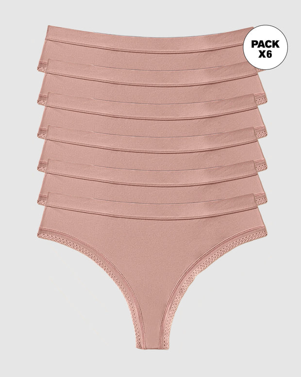 Paquete x 6 panties brasilera Liso + Encaje