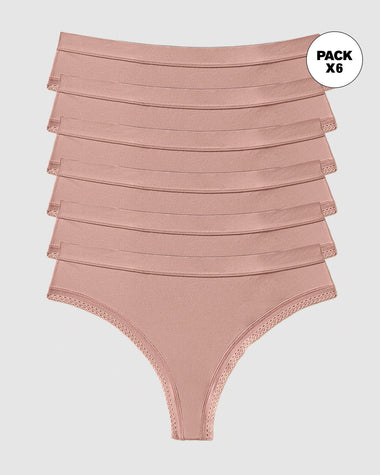 Paquete x 6 panties brasilera Liso + Encaje#color_a22-palo-de-rosa