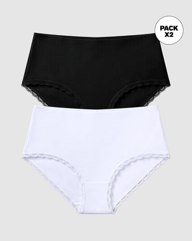 Paquete x 2 panties cacheteros, sin elásticos en cintura#color_s01-blanco-negro