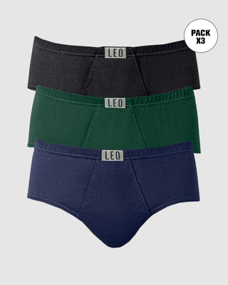 Paquete x 3 Pantaloncillos Clásicos Leo 100% en Algodón#color_s16-negro-verde-azul