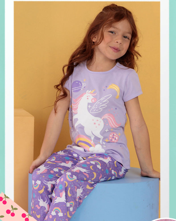 Pijama larga niña unicornio#color_411-lila