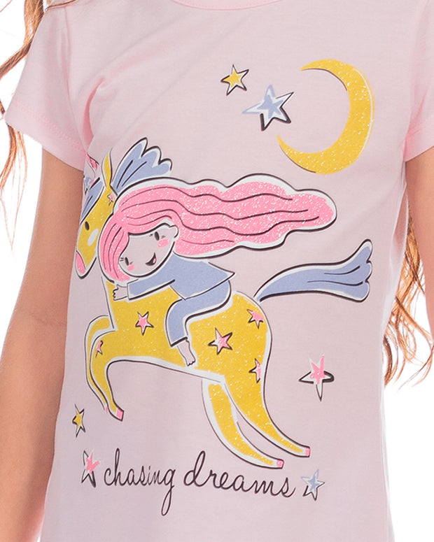 Pijama niña short + camiseta Cool & Dry#color_301-rosado