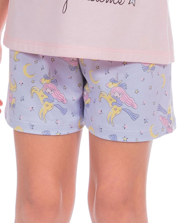 Pijama niña short + camiseta Cool & Dry#color_301-rosado