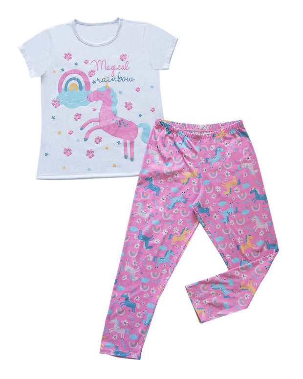 Pijama, Pantalón + Camisa, Unicornio, Piel de durazno