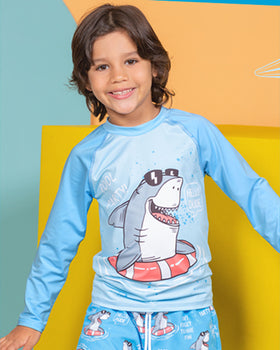 Camiseta Uv de baño manga larga niño Cool & Dry#color_547-azul-agua