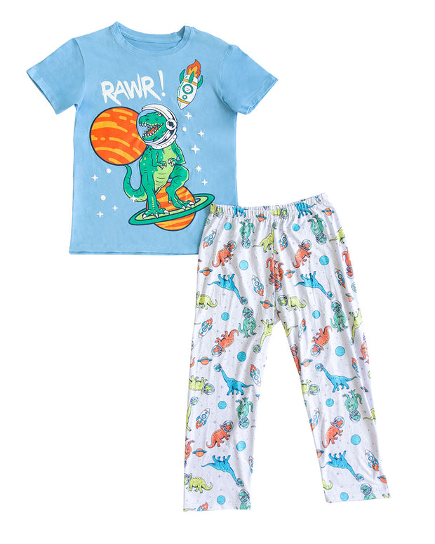 Pijama niño pantalón + camiseta dino astronauta Cool & Dry