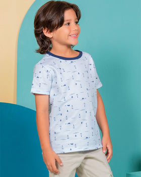 Camiseta manga corta niño en piqué Cool & Dry#color_141-azul-indigo