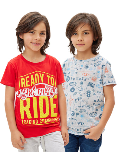 Pack X2 camisetas manga corta niño Cool & Dry#color_302-rojo