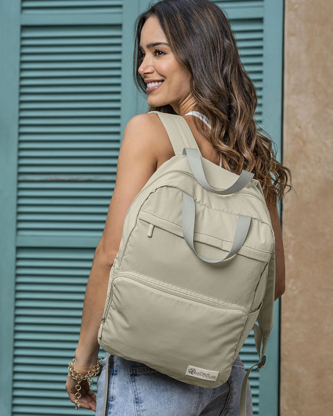 Morral plegable con 2 bolsillos exteriores#color_849-beige