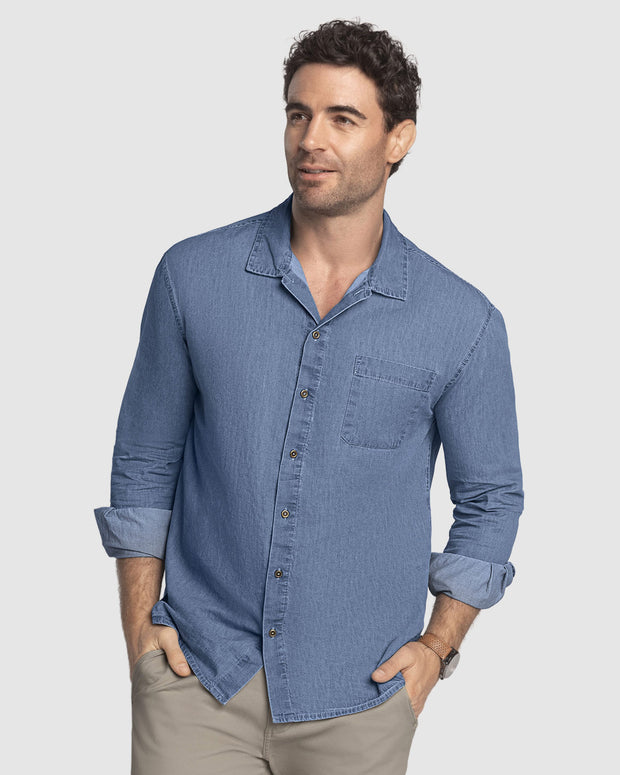 Camisa manga larga en denim liviano