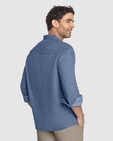 Camisa manga larga en denim liviano#color_141-indigo