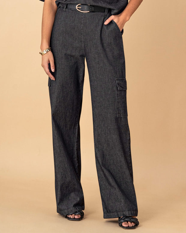 Pantalón bota ancha en índigo liviano