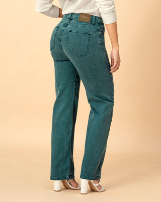 Jean bota recta tiro alto para mujer#color_c43-verde-jade