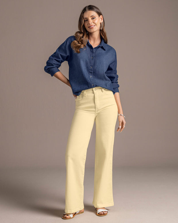 Jean bota ancha esencial para mujer