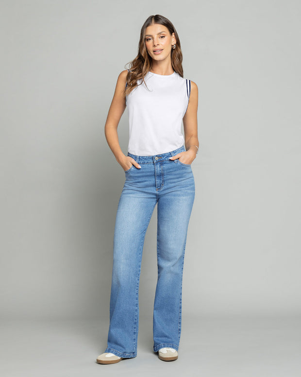 Jean bota ancha esencial para mujer