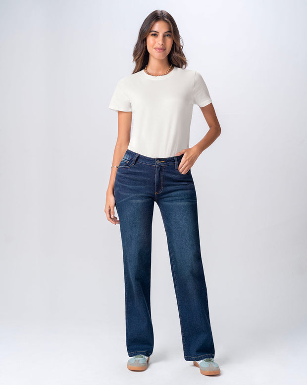 Jean bota recta para mujer