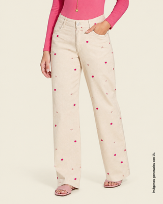 Jean en white denim con estampado#color_153-fondo-marfil-estampado