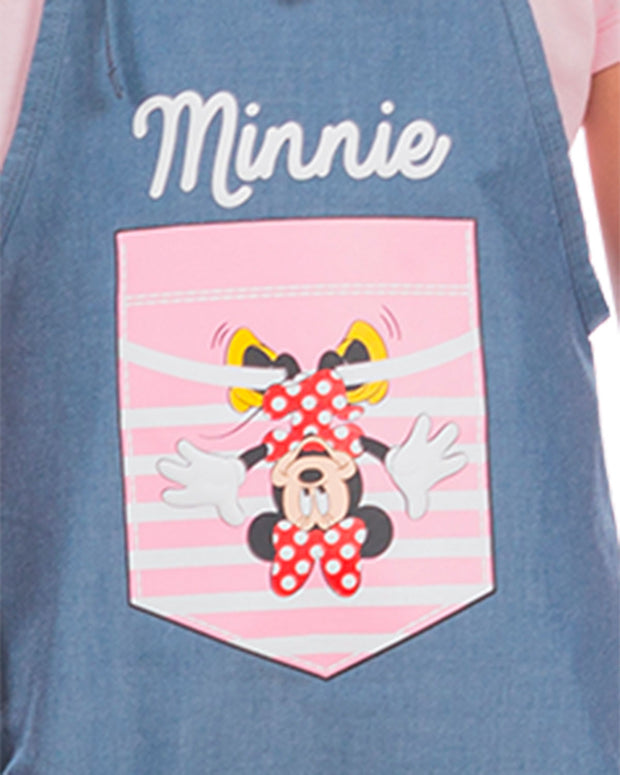 Vestido manga corta niña Minnie en denim ligero#color_301-rosado