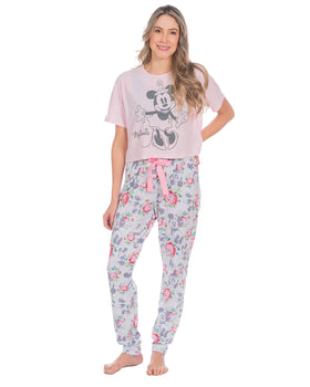 Pijama femenina Minnie camiseta + pantalón#color_301-rosado