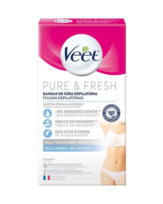 Veet® Bandas depilatorias axilas y bikini para Piel Sensible x 16