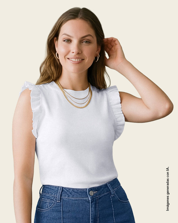 Camiseta manga sisa con boleros y cuello alto
