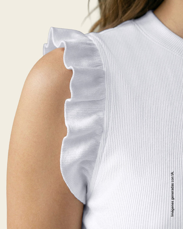 Camiseta manga sisa con boleros y cuello alto