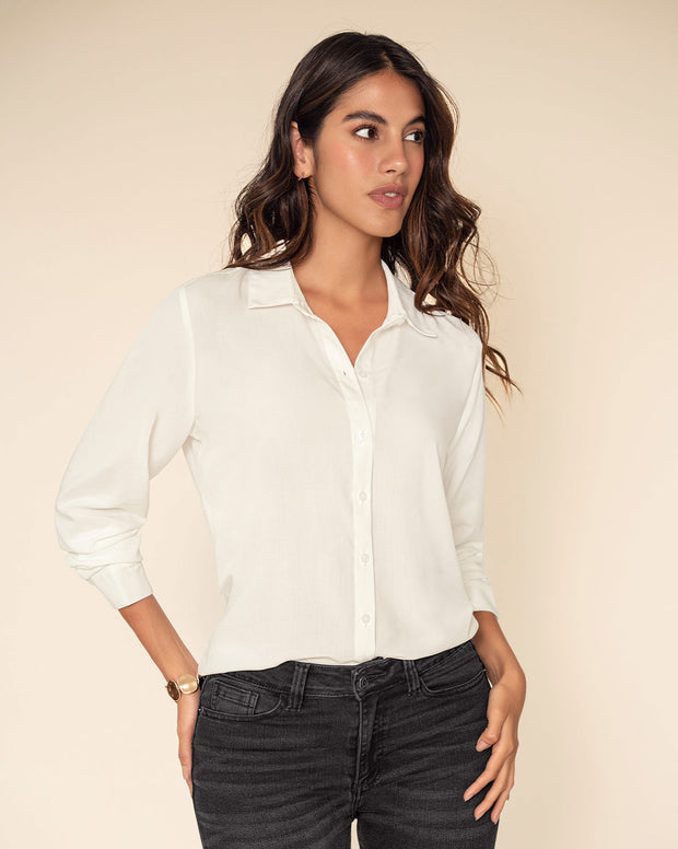 Blusa manga larga con perilla funcional y puños con botón