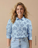 Blusa manga larga con perilla funcional y puños con botón#color_485-azul-estampado