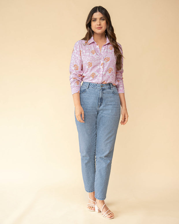Blusa manga larga con perilla funcional y puños con botón