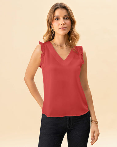 Blusa manga sisa cuello en V con boleros en mangas#color_211-salmon