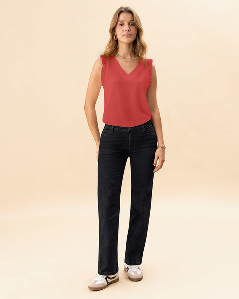 Blusa manga sisa cuello en V con boleros en mangas#color_211-salmon