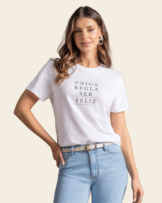 Camiseta manga corta con mensaje en el frente#color_000-blanco