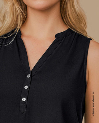 Blusa manga sisa abotonable#color_700-negro