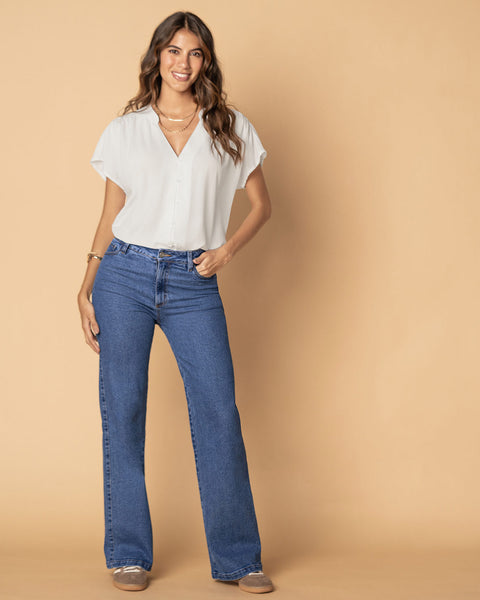 Blusa manga corta con perilla abotonable#color_000-blanco