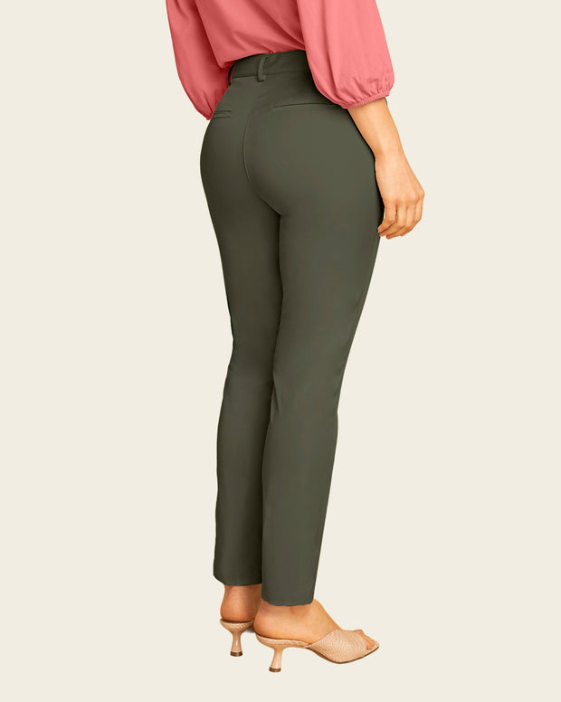 Pantalón skinny de tiro medio con bolsillos delanteros funcionales