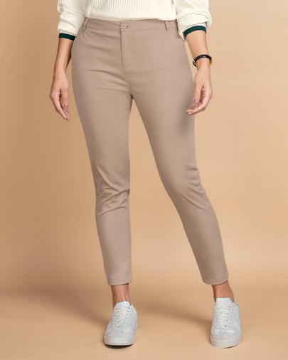 Pantalón skinny de tiro medio con bolsillos delanteros funcionales#color_789-arena