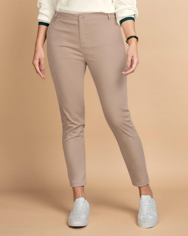 Pantalón skinny de tiro medio con bolsillos delanteros funcionales