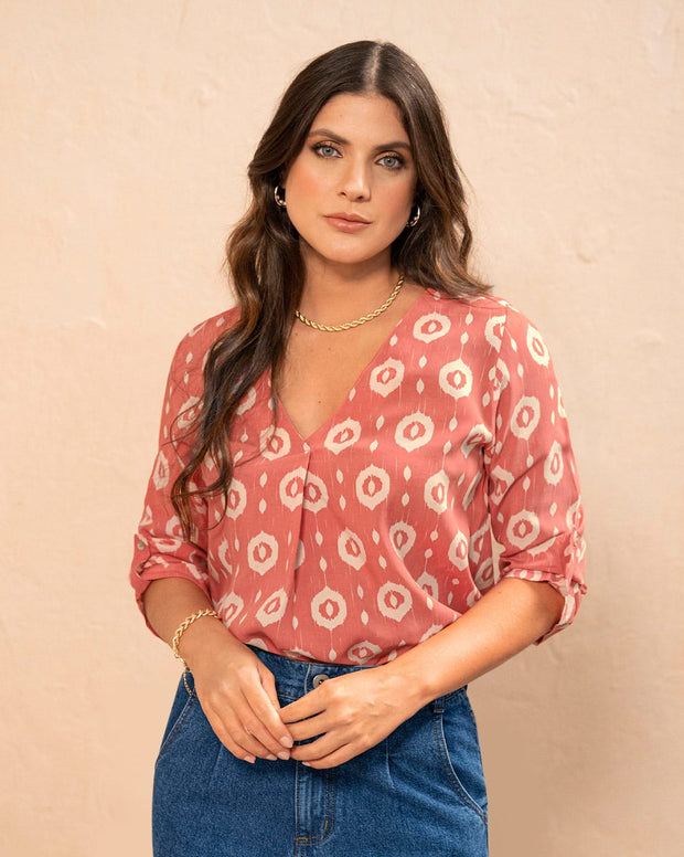 Blusa manga 3/4 con charretera no funcional