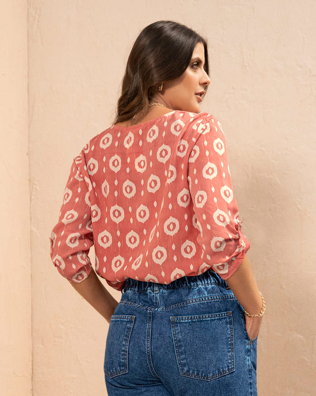 Blusa manga 3/4 con charretera no funcional