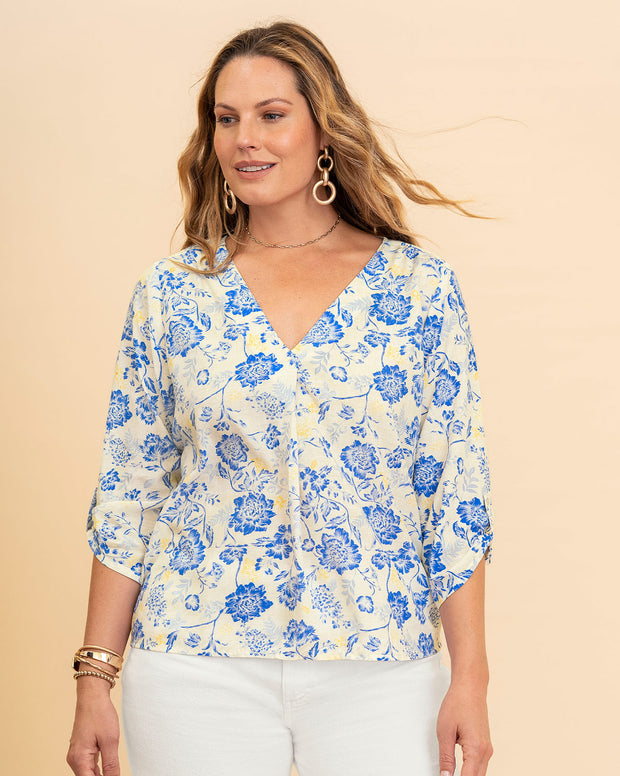 Blusa manga 3/4 con charretera no funcional