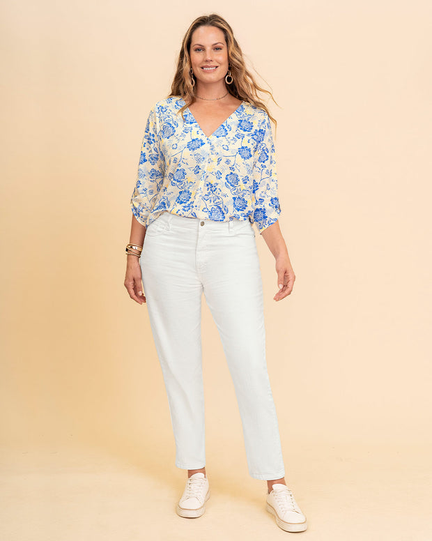 Blusa manga 3/4 con charretera no funcional